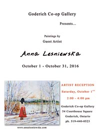 poster of an event in Goderich gallery with Anna Lesniewska as guest artist